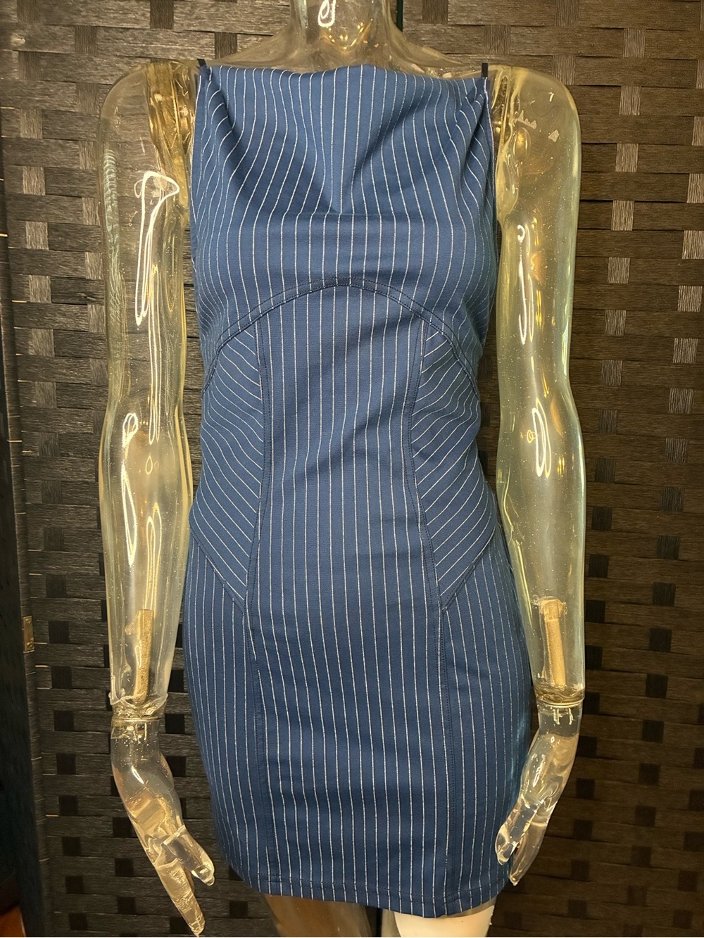 Urban Outfitters Blue Pinstripe Mini Dress